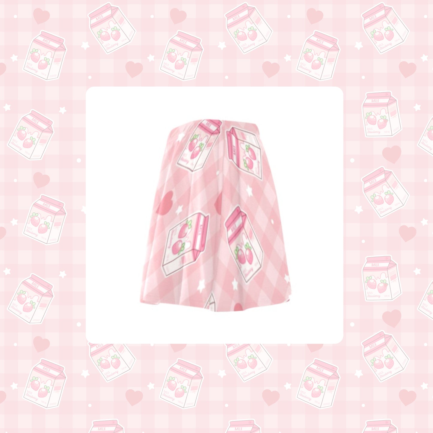 Yume kawaii Fairy Kei Pastel pink strawberry skirt displayed on white background