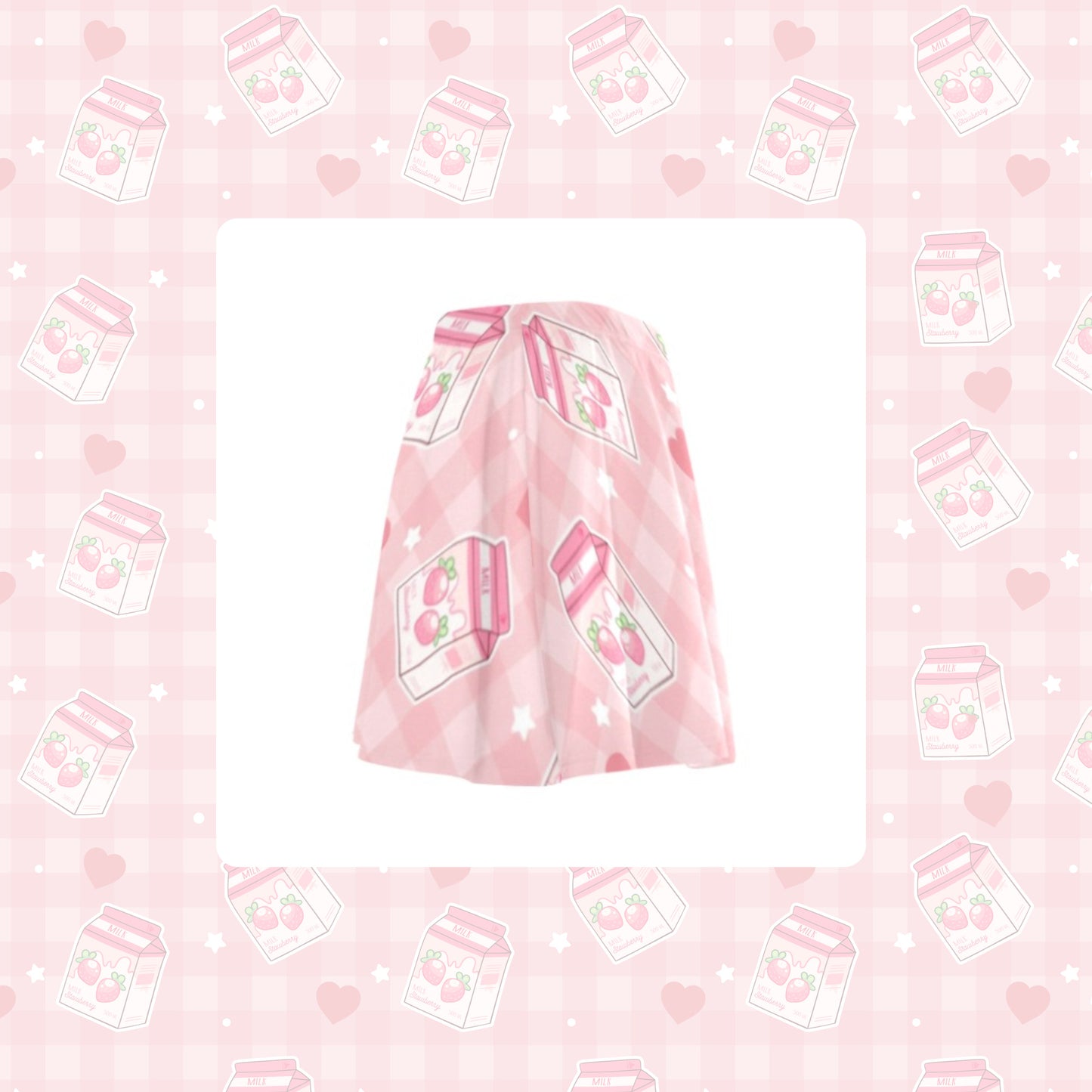 Yume kawaii Fairy Kei Pastel pink strawberry skirt displayed on white background