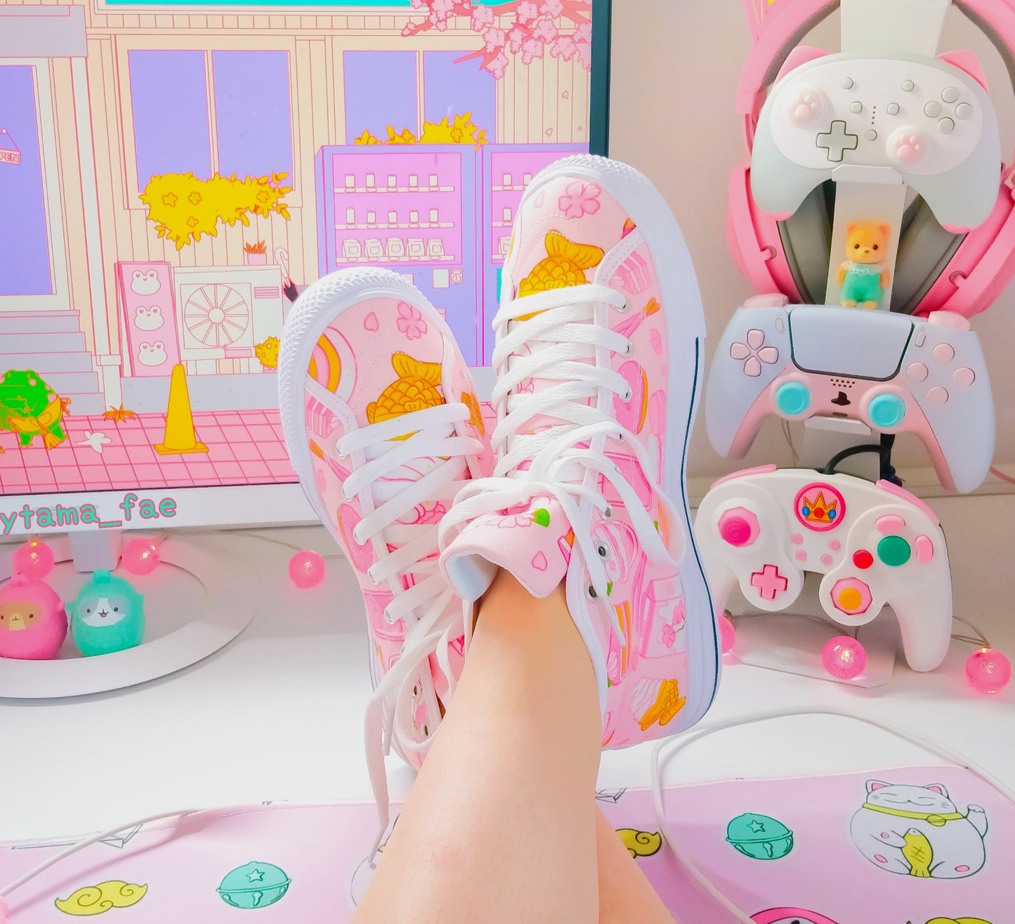Young girl wearing stylish, cute shoes with a playful design
