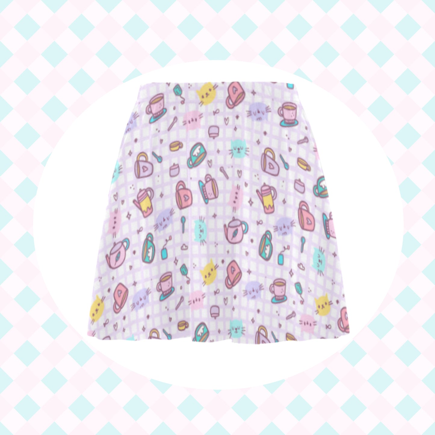 pastel yume kawaii skater skirt displayed on clean background.