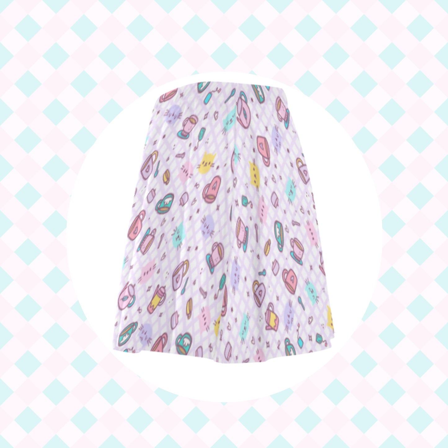 pastel yume kawaii skater skirt displayed on clean background.