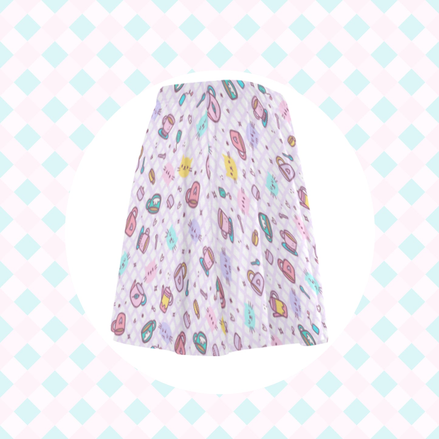 pastel yume kawaii skater skirt displayed on clean background.