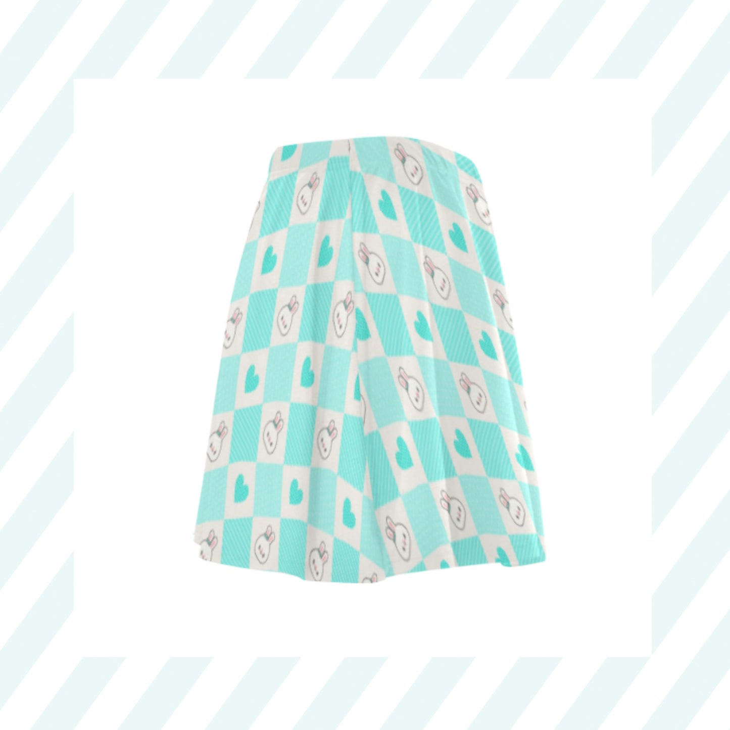 blue pastel kawaii bunny skirt displayed on clean white background