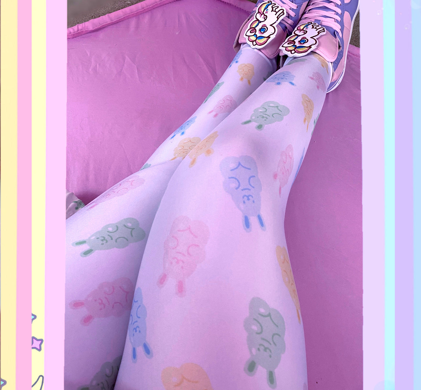 Model wearing Yume kawaii Fairy Kei Bunny leggings