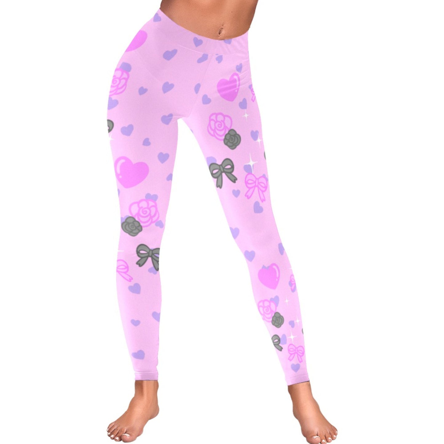 Yume kawaii my melody pastel goth pink leggings displayed on a white background