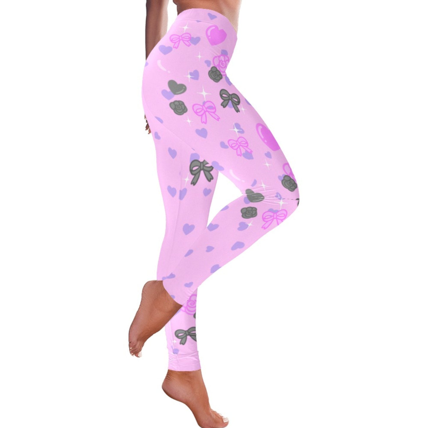 Yume kawaii my melody pastel goth pink leggings displayed on a white background