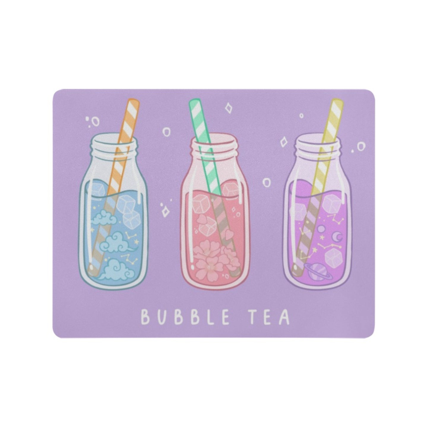 Pastel kawaii desk mat with charming motifs and cozy aesthetic