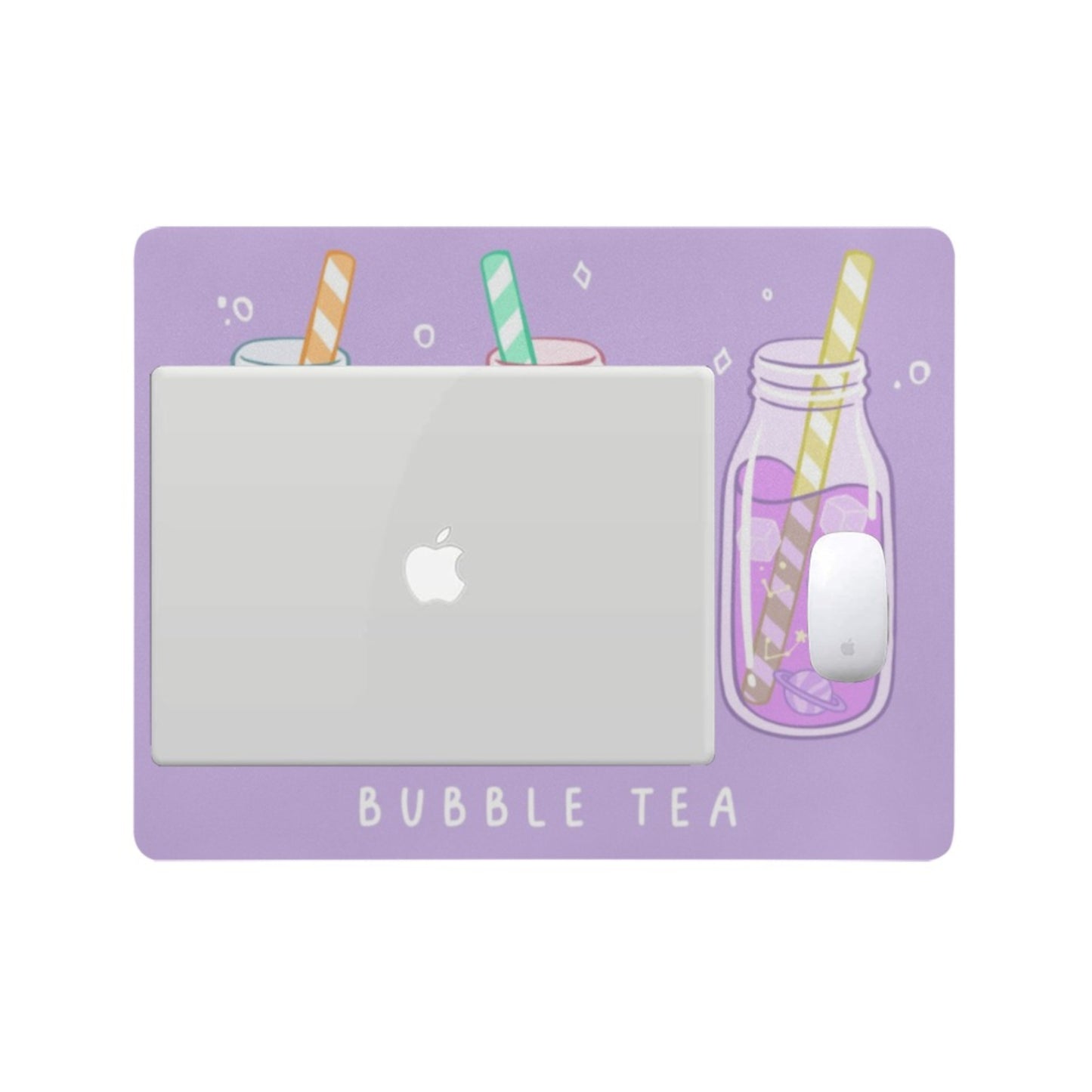 Pastel kawaii desk mat with charming motifs and cozy aesthetic
