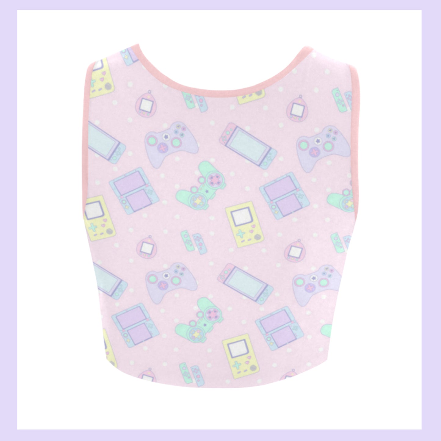 Pink pastel kawaii crop top displayed on clean white background