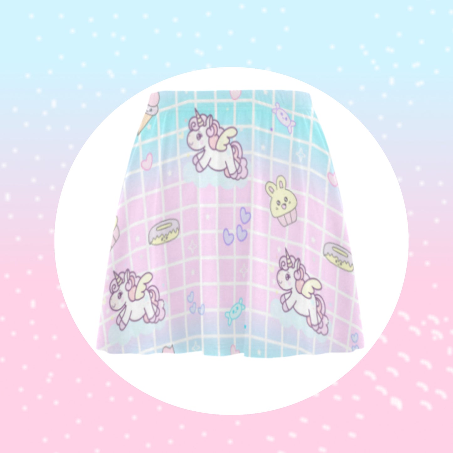 pastel fairy kei skirt displayed on clean background.