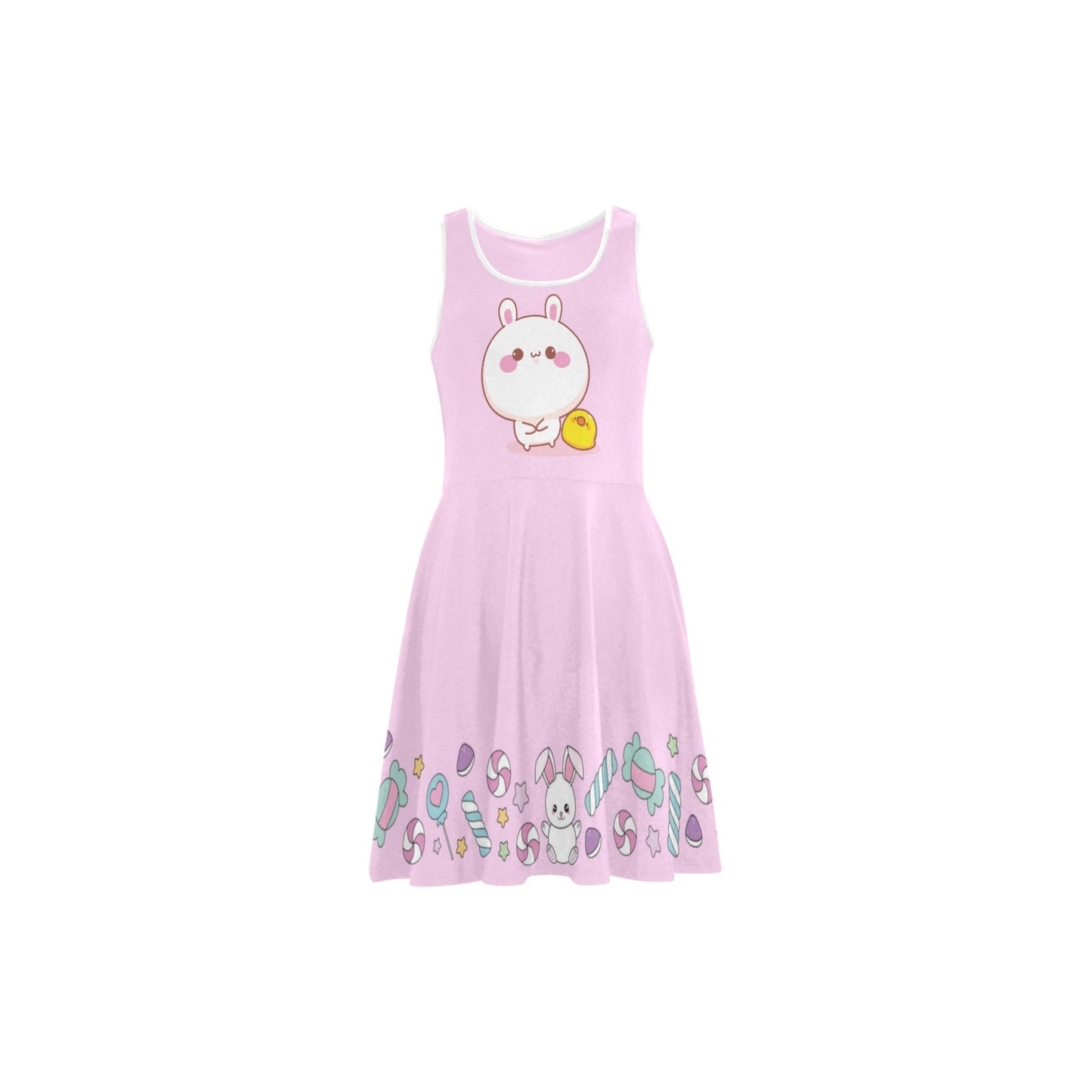cute fairy kei Kawaii bunny skater dress in a white background
