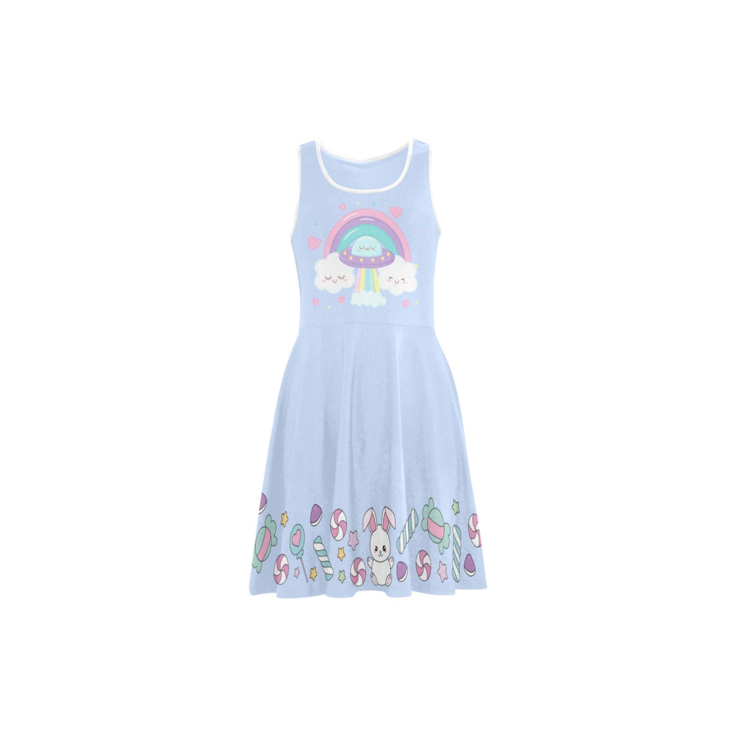 fairy kei yami Kawaii rainbow blue skater dress on a white background