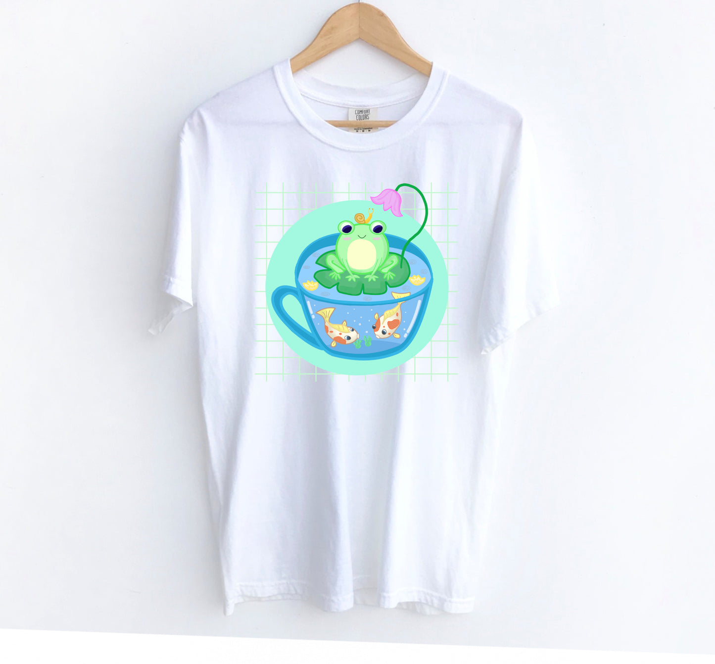 White Frog kawaii t-shirt displayed on clean white background.