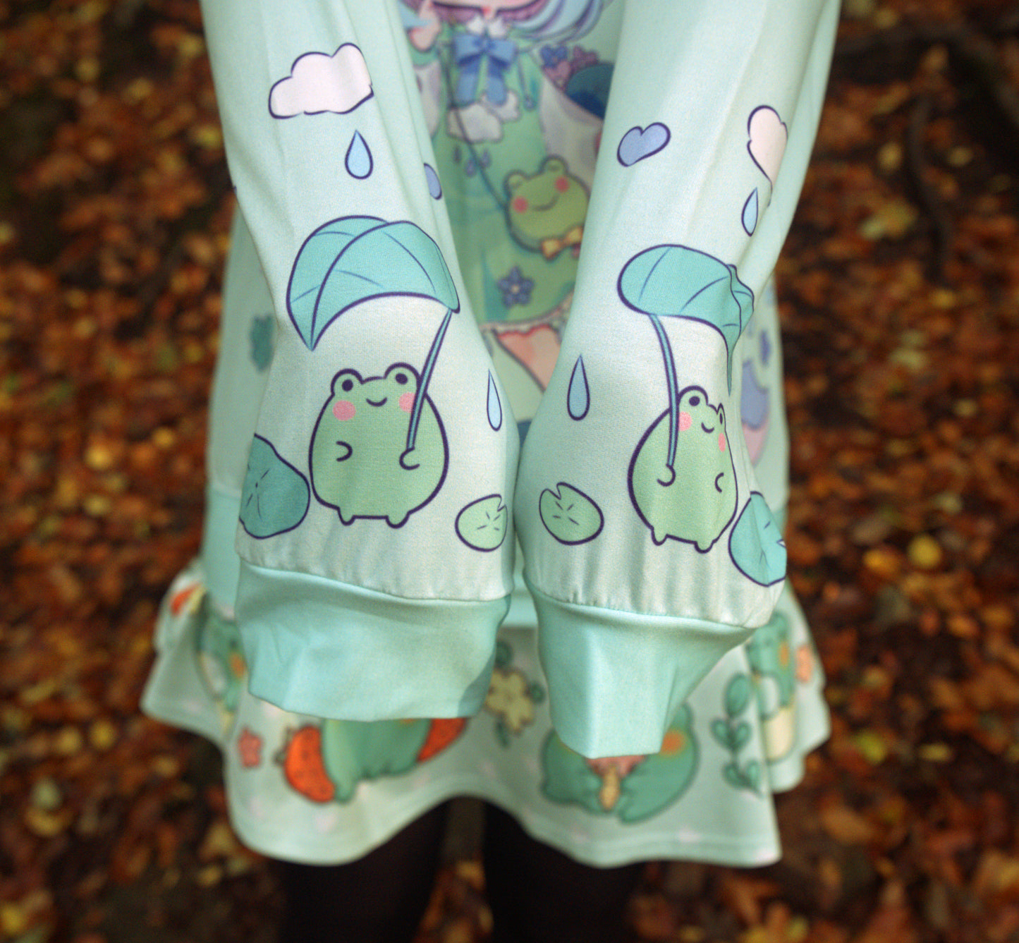 Young girl wearing a pastel kawaii t-shirt with a cute print, smiling outdoor