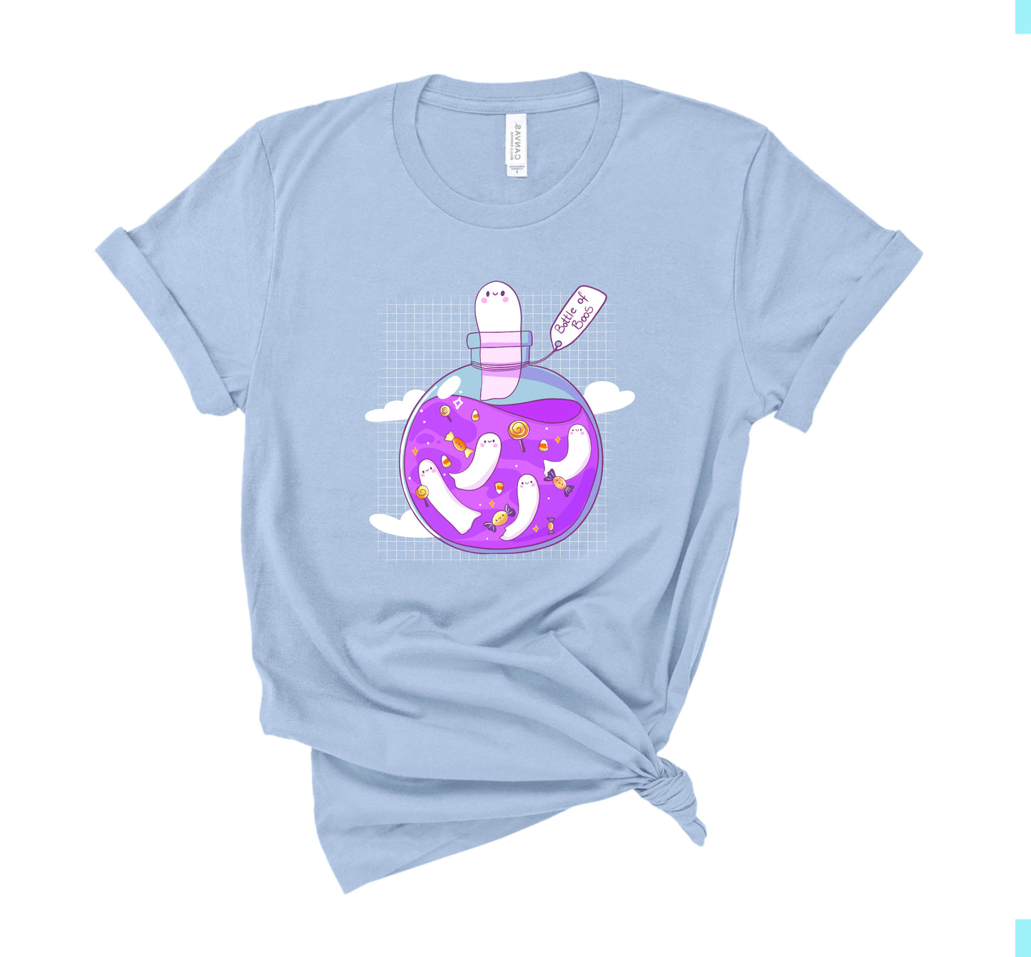 t-shirt with Halloween ghost design on a white background