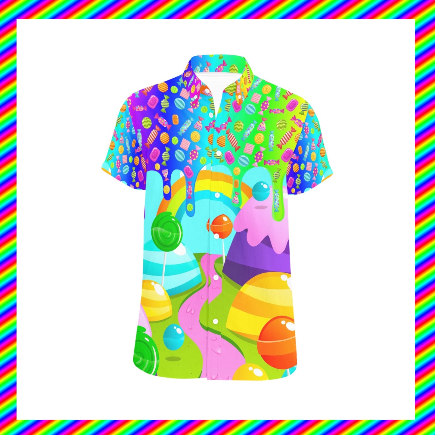 kidcore harajuku Rainbowcore candyworld blouse displayed om a white background