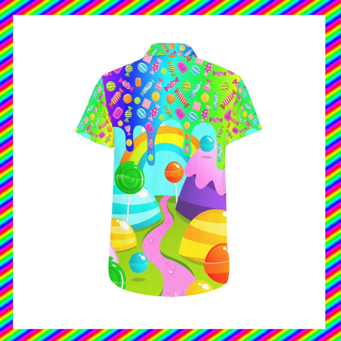 kidcore harajuku Rainbowcore candyworld blouse displayed om a white background