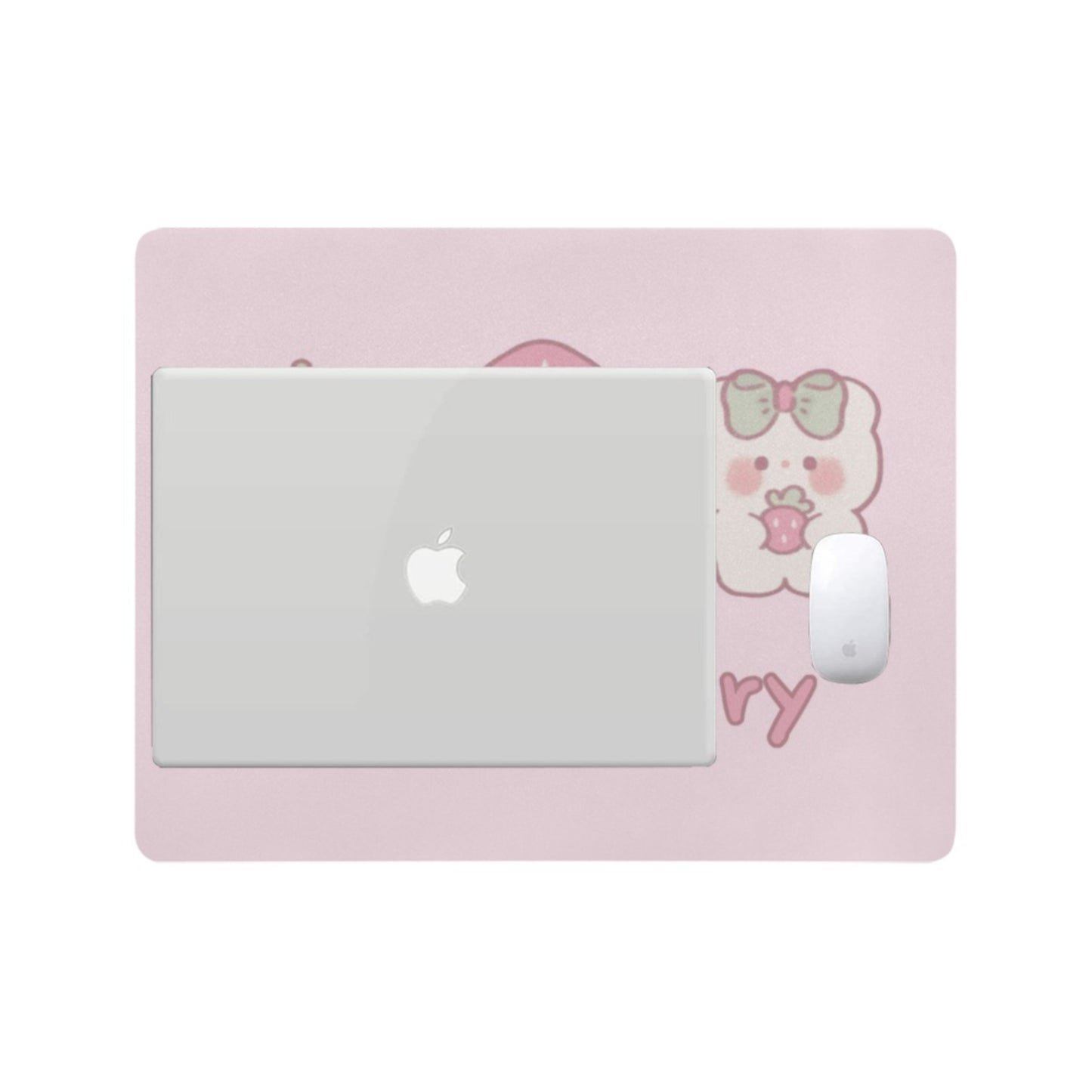 Pastel kawaii desk mat with charming motifs and cozy aesthetic