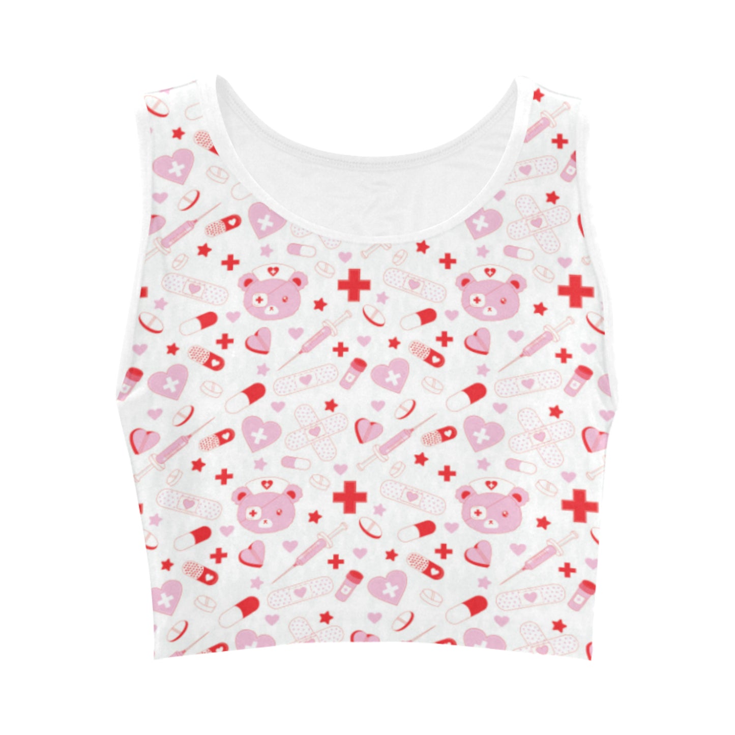 menhera spooky white crop top displayed on white background