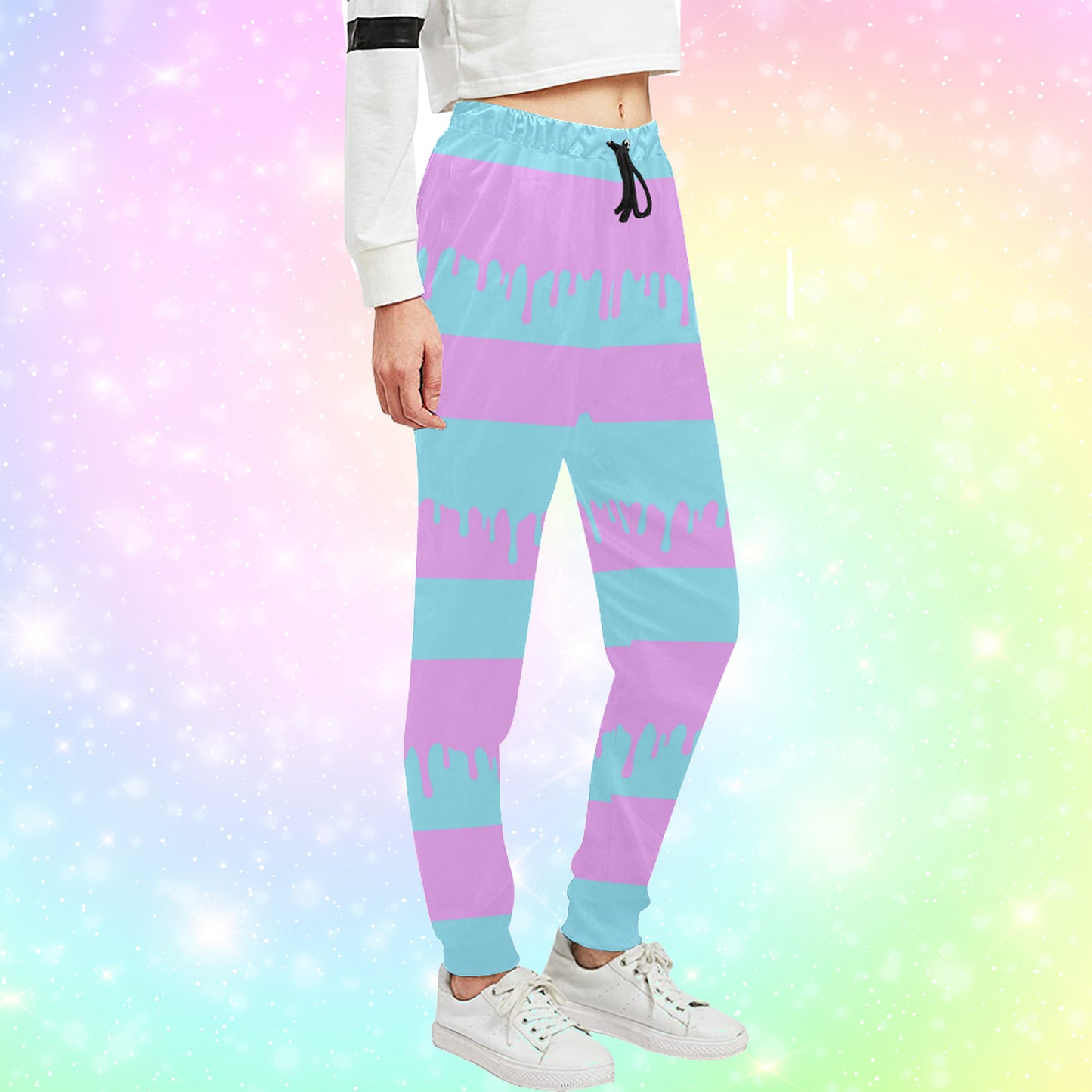 Kawaii Pastel Unisex Cute and Creepy Jogger pants on pastel background