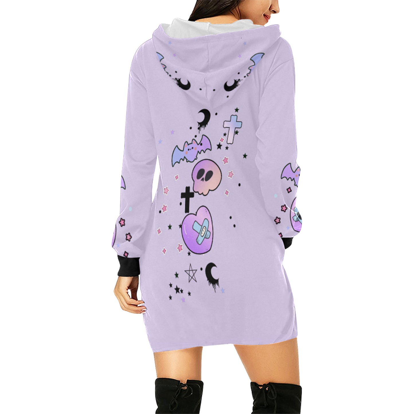 pastel goth Harajuku creepy cute bunny Halloween dress on a white background