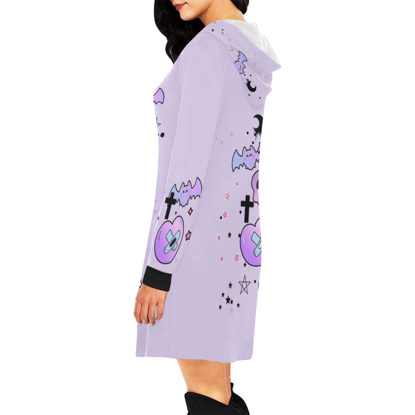 pastel goth Harajuku creepy cute bunny Halloween dress on a white background