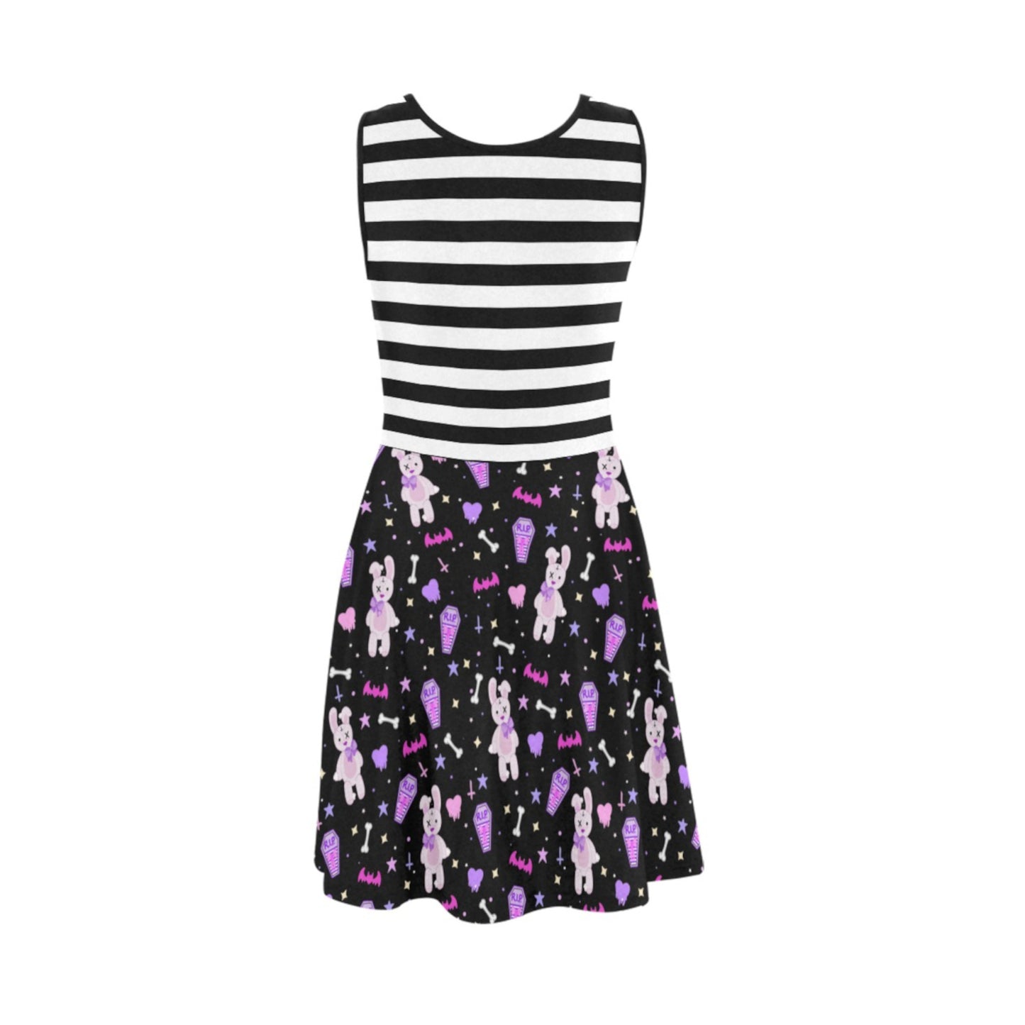 pastel goth kawaii bunny dress with a white background