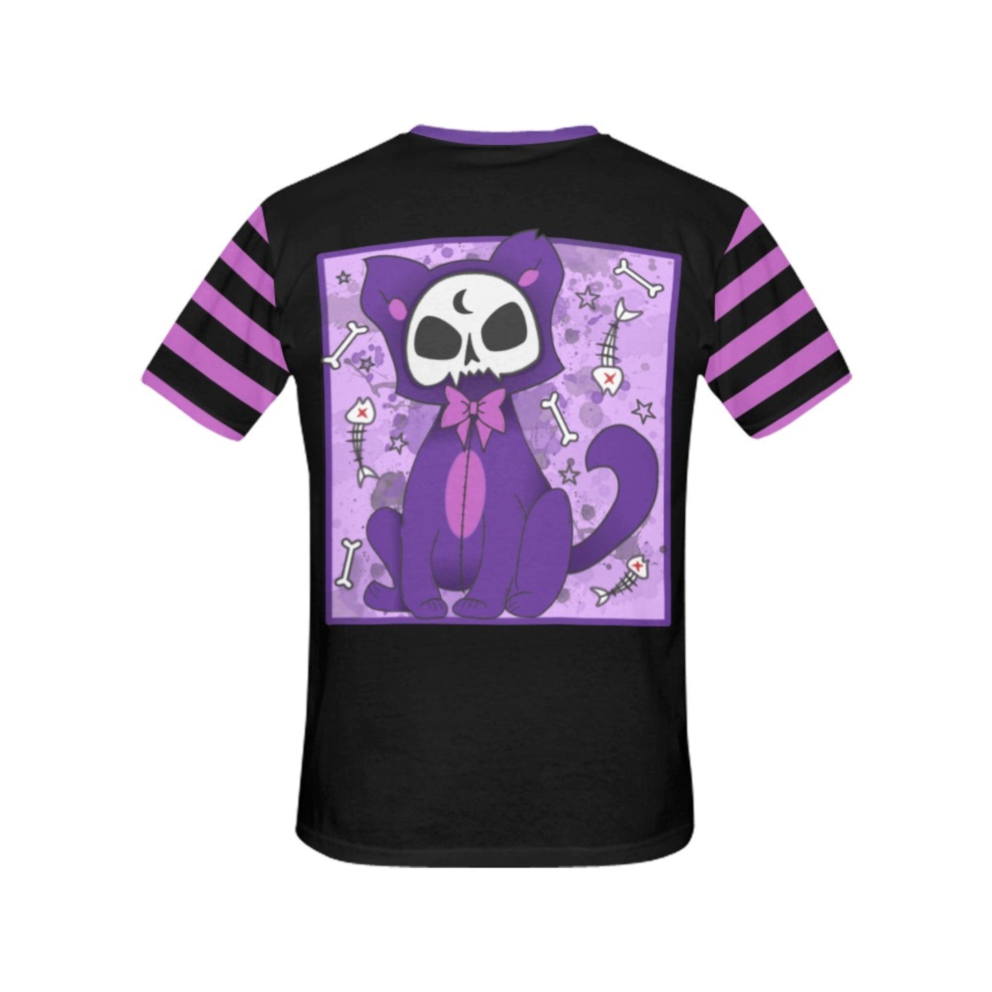 purple and black pastel goth t-shirt displayed on clean white background.