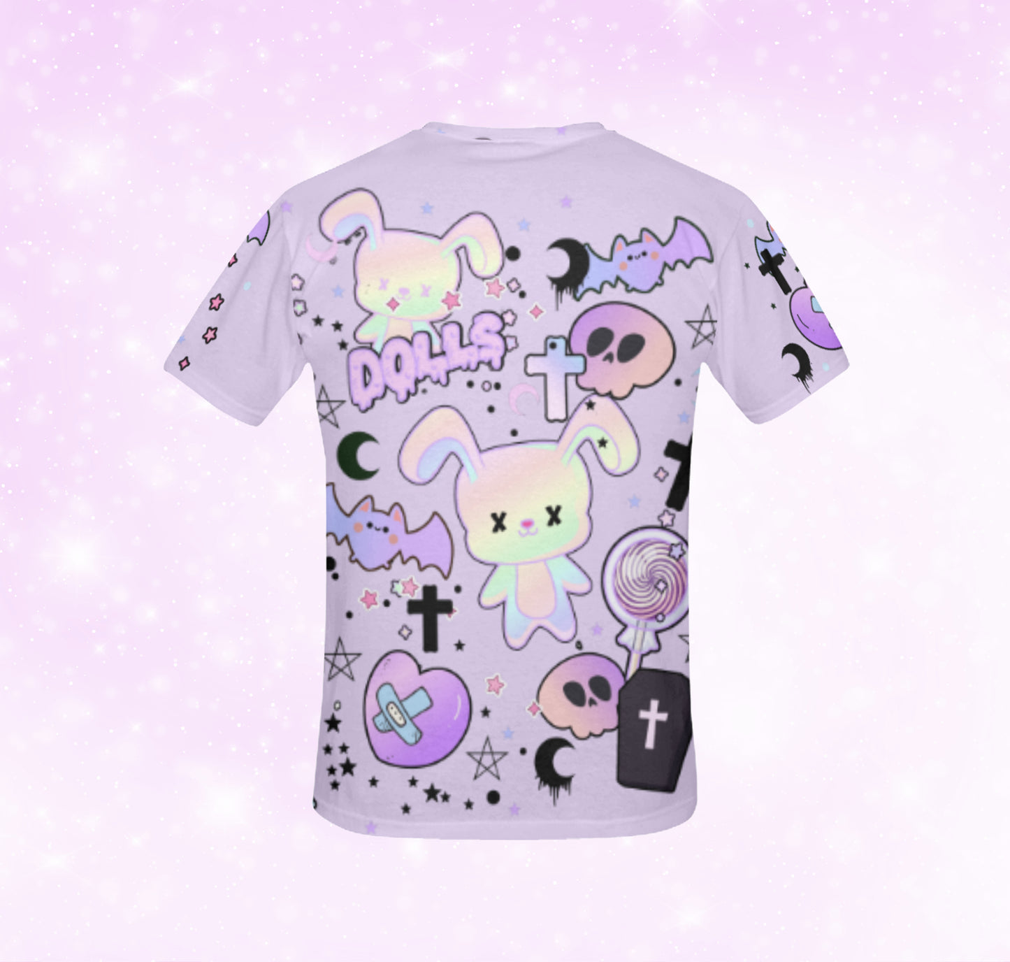 Pastel goth Kawaii clothing Yami Kawaii All over print T-shirt Kawaii Goth Purple shirt D2302746