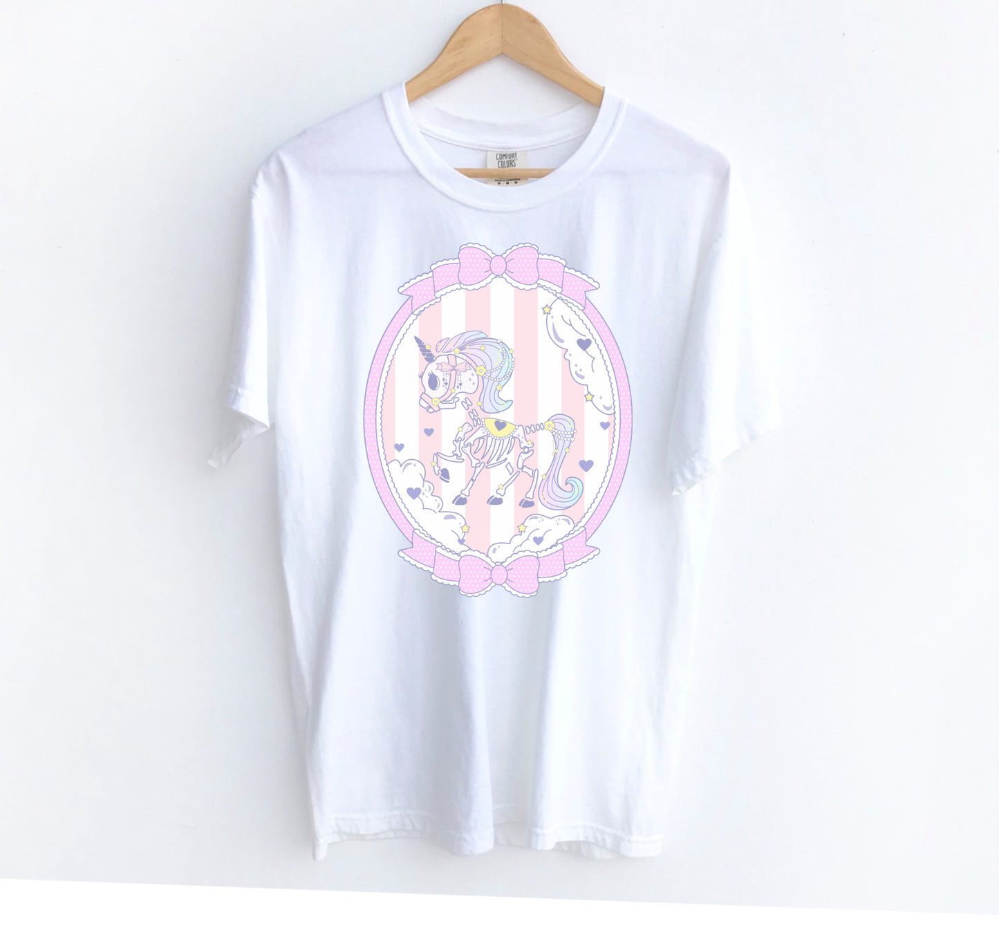 White pastel goth t-shirt displayed on clean white background.