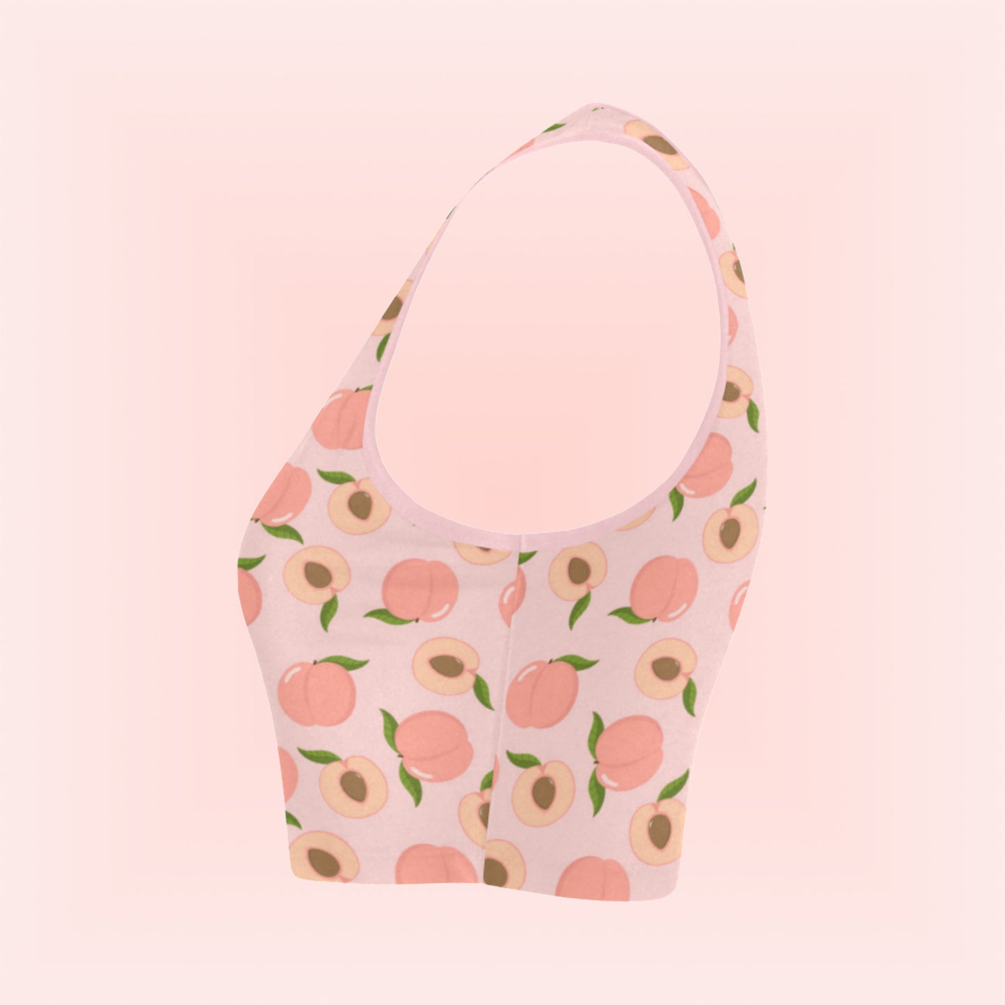 peach pink croptop displayed on coloured background