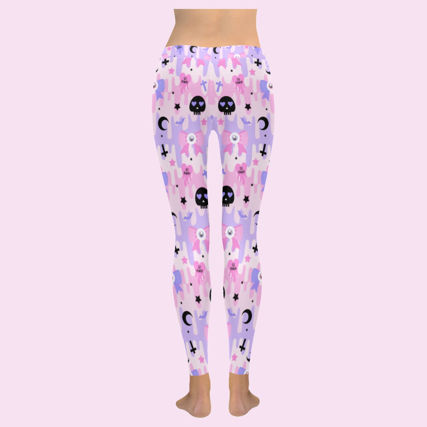 Pastel goth leggings Yami Kawaii clothing Kawaii Goth Pink leggings with skull, Halloween Kawaii Outfit D2274351