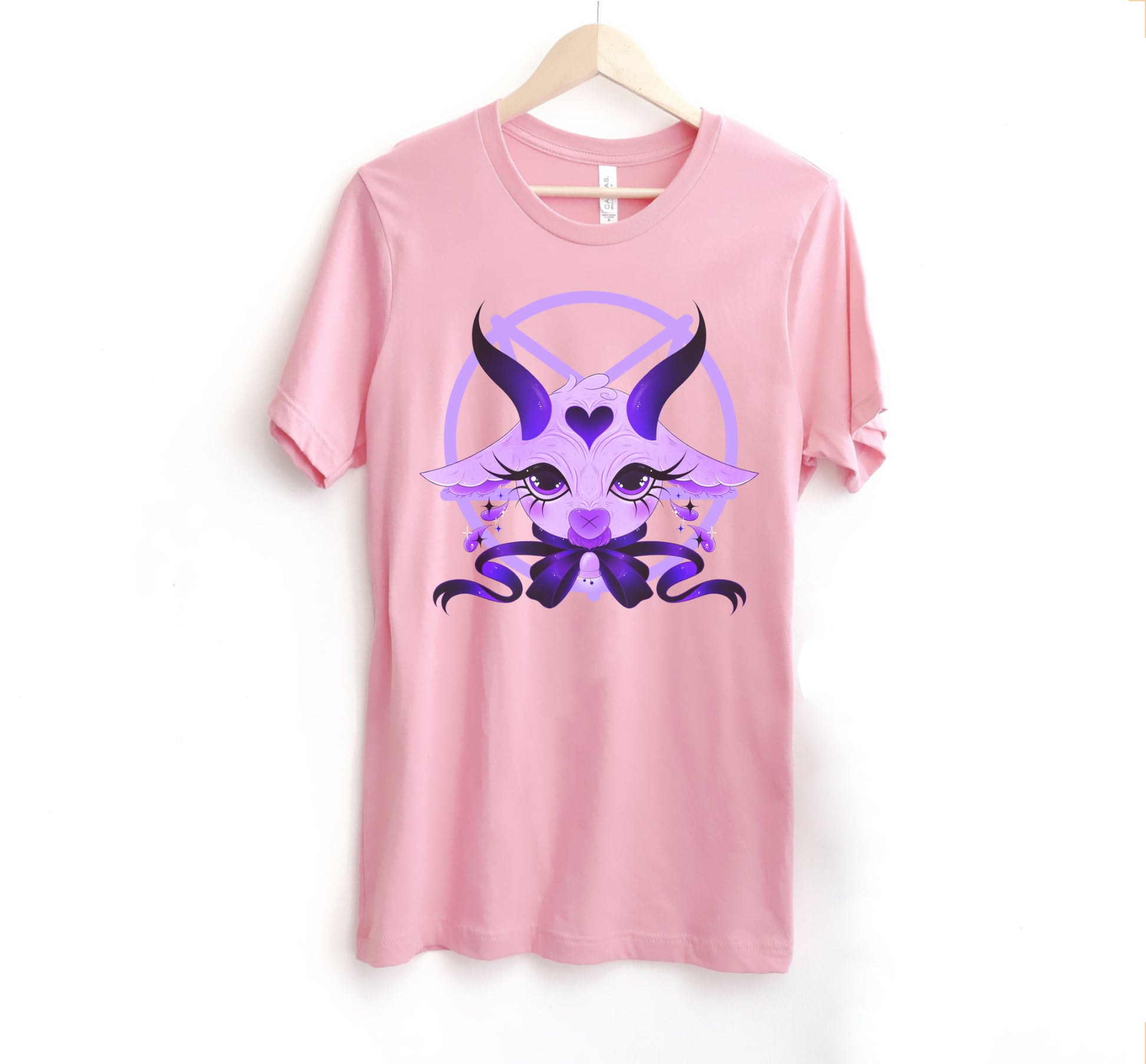 pink  pastel goth t-shirt displayed on clean white background