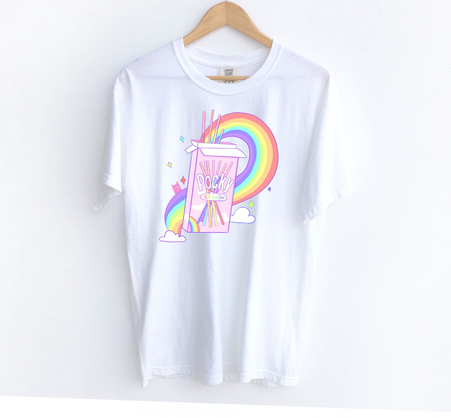 white kawaii t-shirt displayed on clean white background.