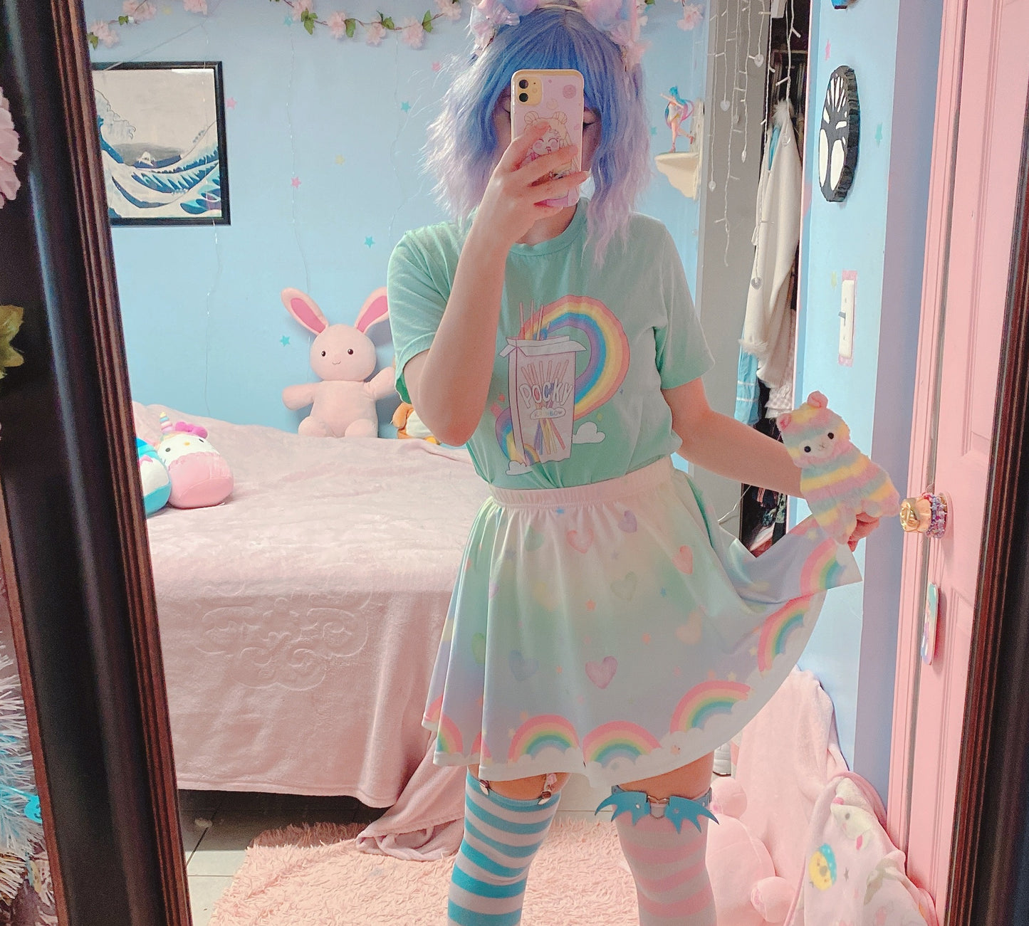 Cute girl kawaii aesthetic t-shirt featuring playful, pastel artwork