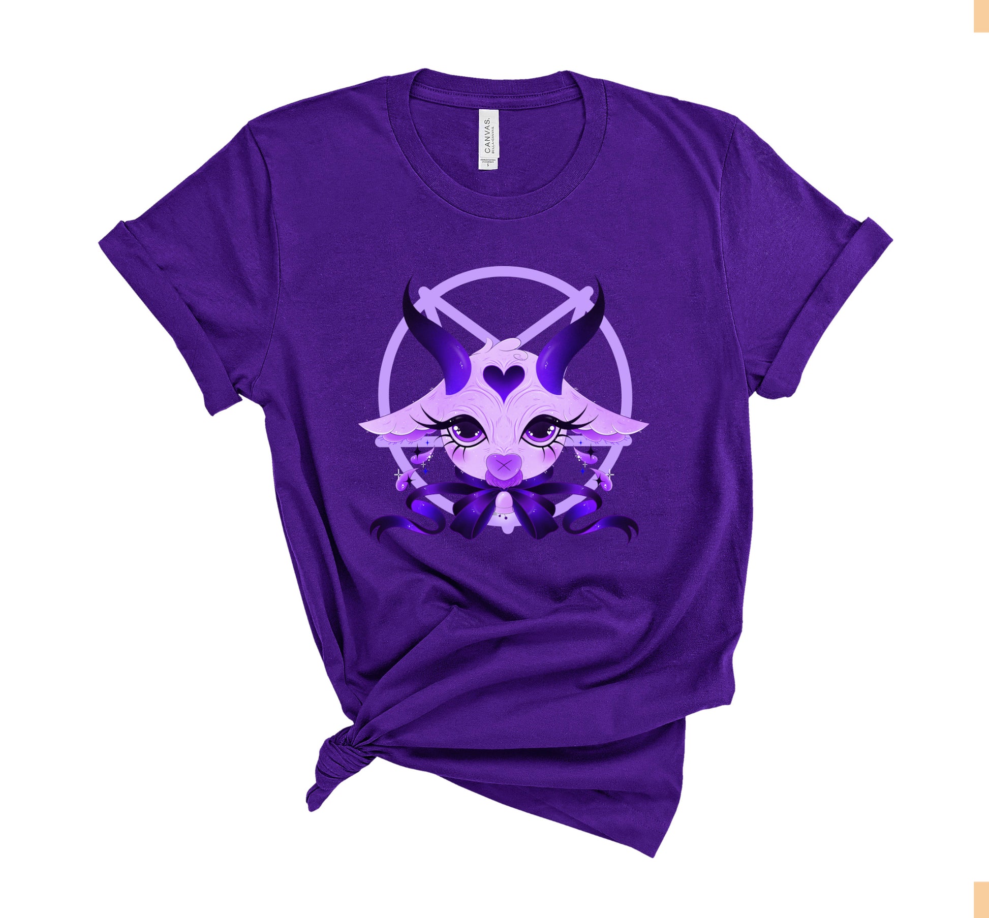 purple pastel goth t-shirt displayed on clean white background