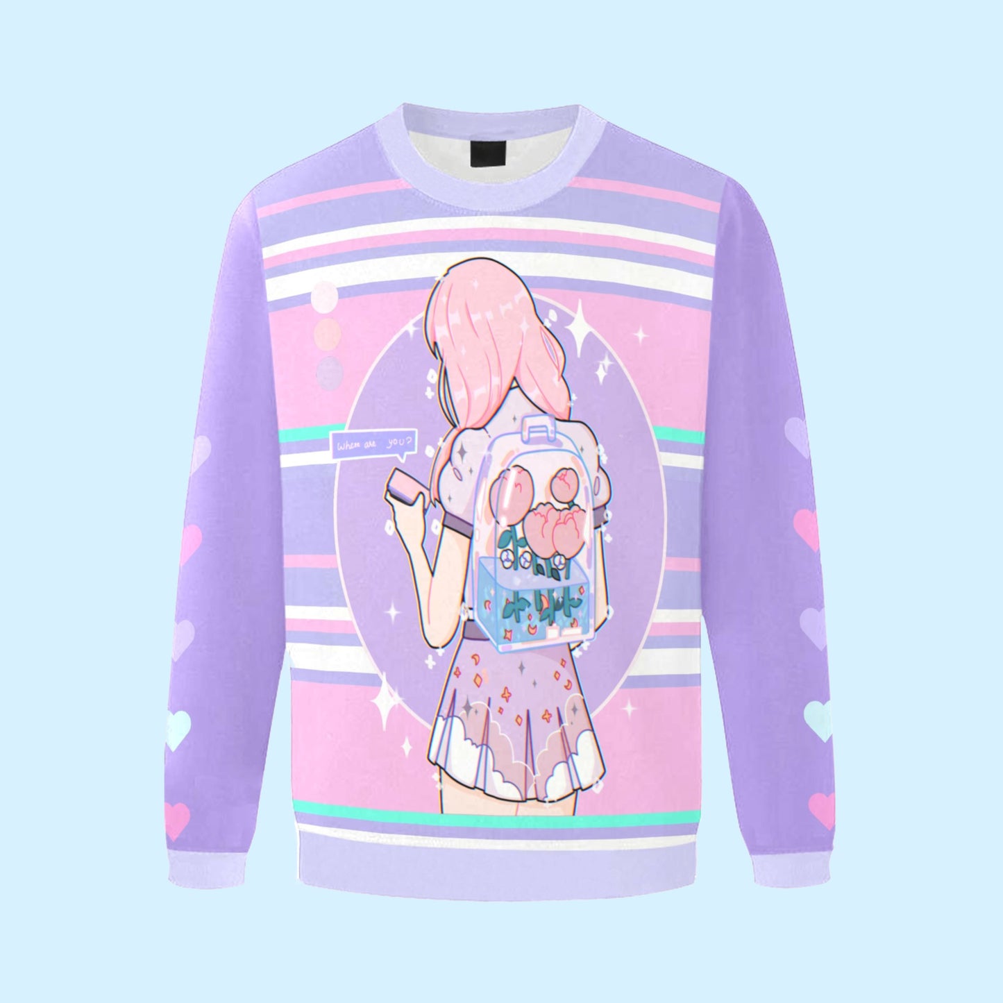 Fairy Kei Yume Kawaii Purple Sweatshirt on pastel background