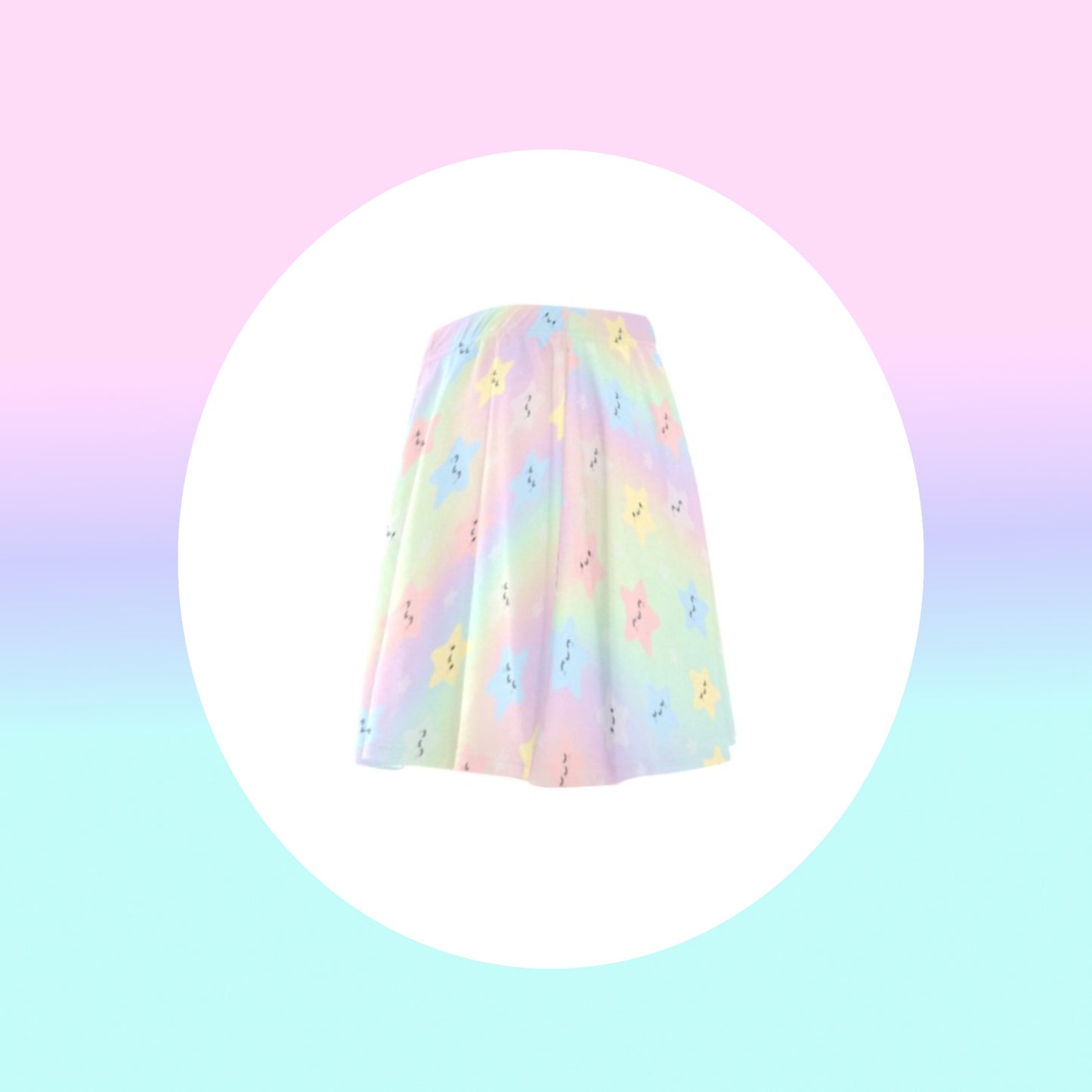 pastel kawaii skirt displayed on e coloured background.