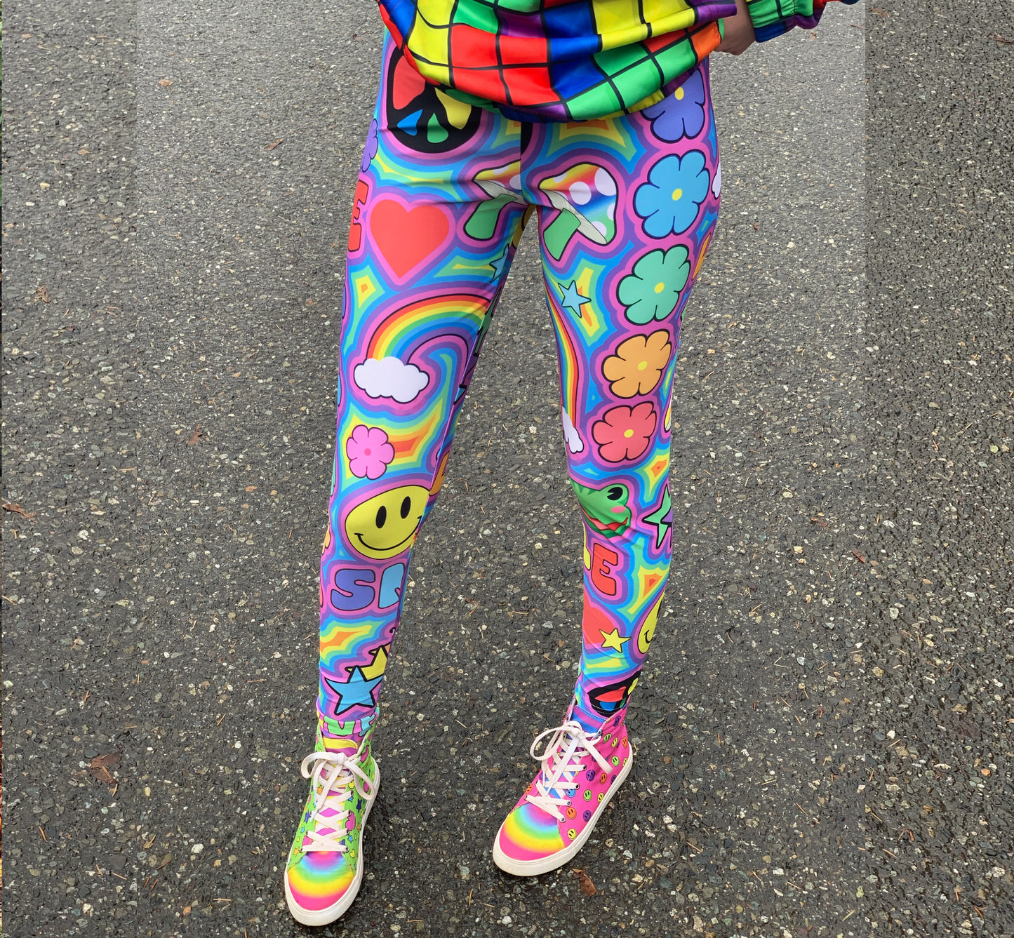 Harajuku Kawaii Leggings Decora kei, Kidcore Rainbowcore Harajuku leggings Pop kei Hadeko kei Rave clothing Neoncore D2557044