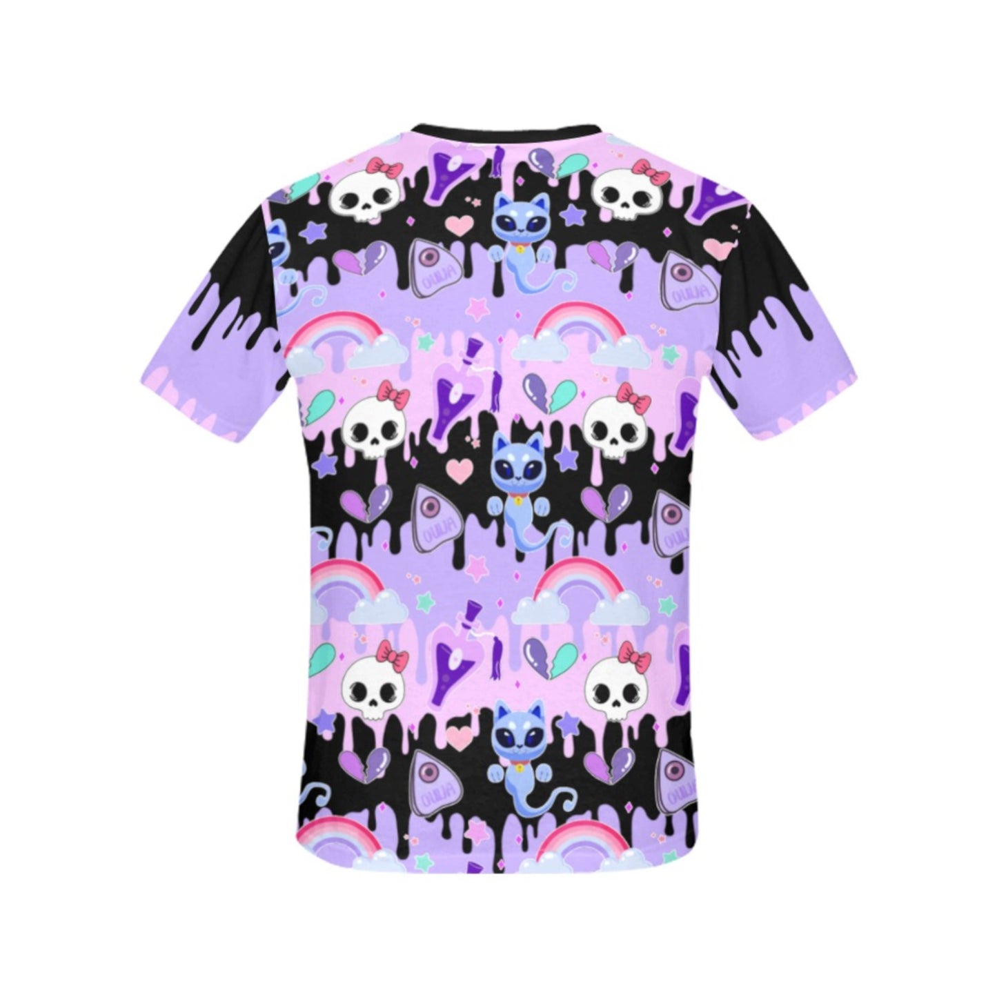 pastel goth t-shirt displayed on clean white background.