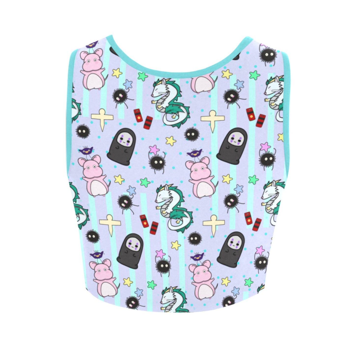 pastel kawaii crop top displayed on clean white background.