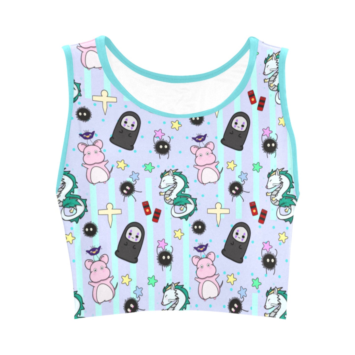 pastel kawaii crop top displayed on clean white background.