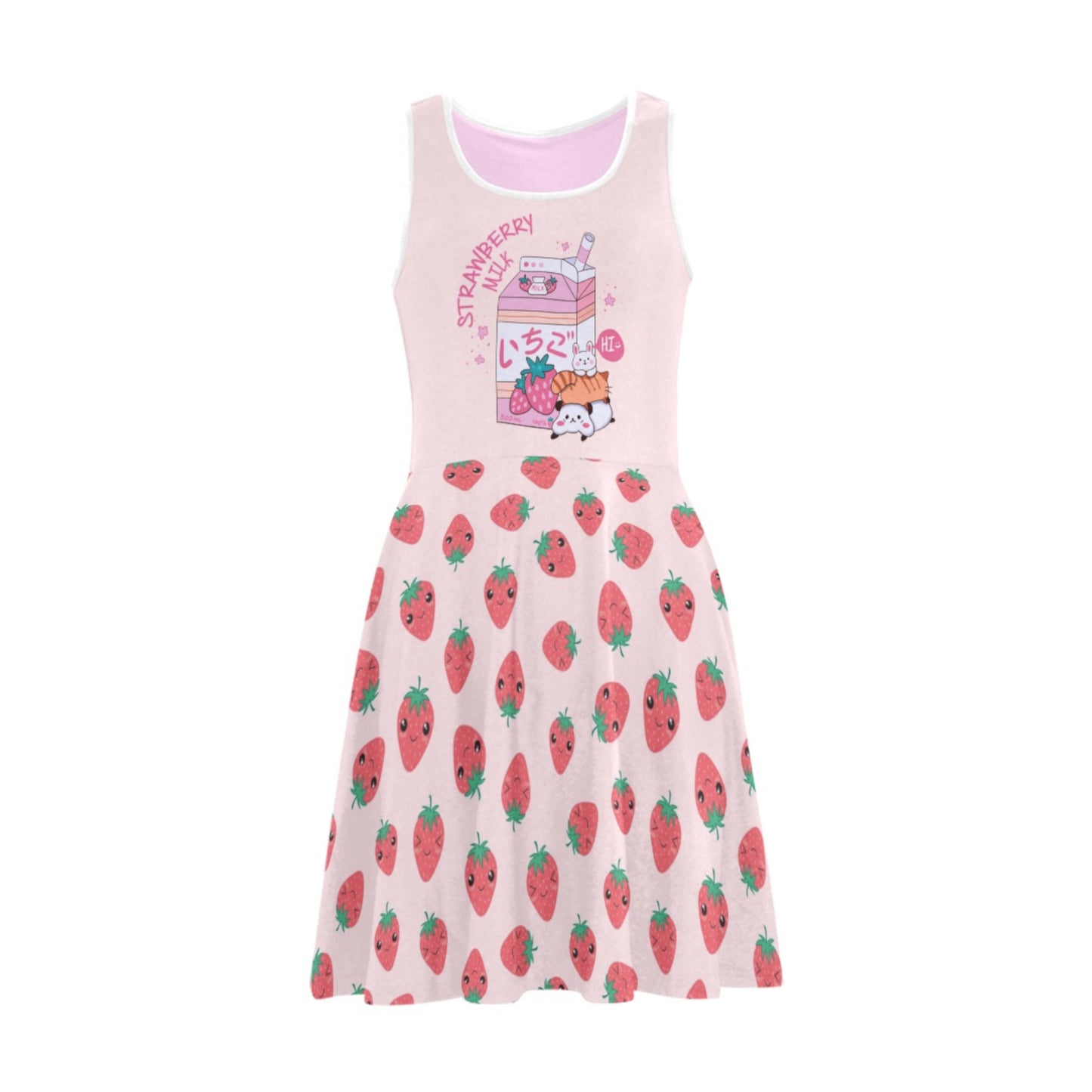 Kawaii Strawberry Dress Kawaii Clothing Pink Yami Kawaii Fairy Kei Skater Dress Pastel Kawaii D2210124