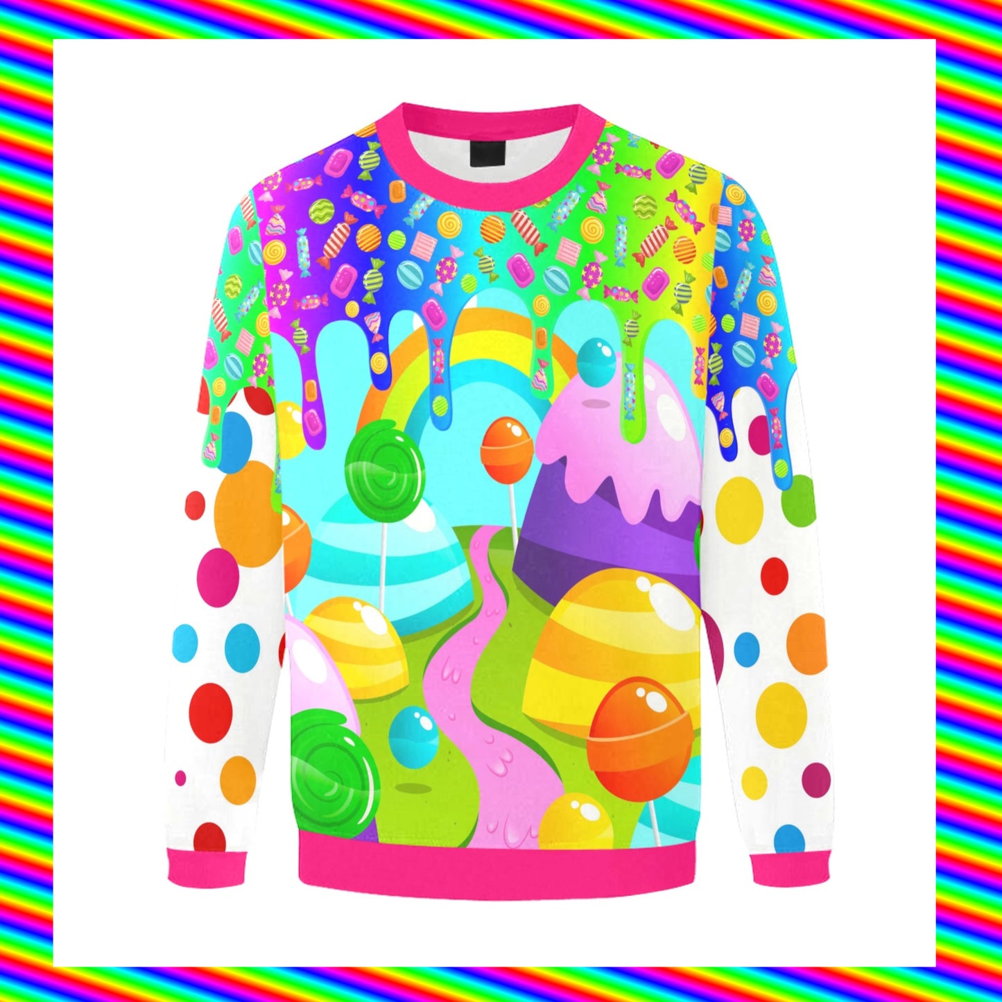 Harajuku sweatshirt with candy print on white background