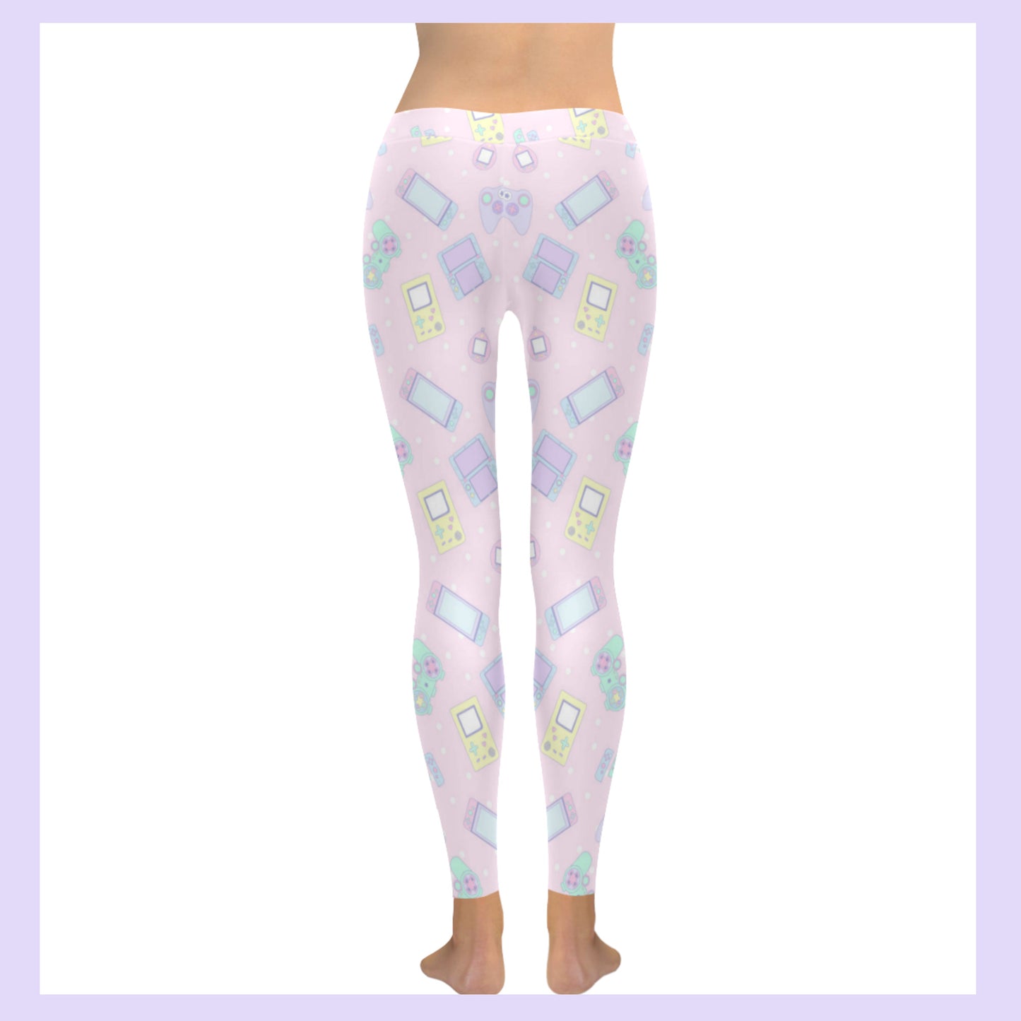 cute pastel kawaii videogame leggings displayed on clean white background.