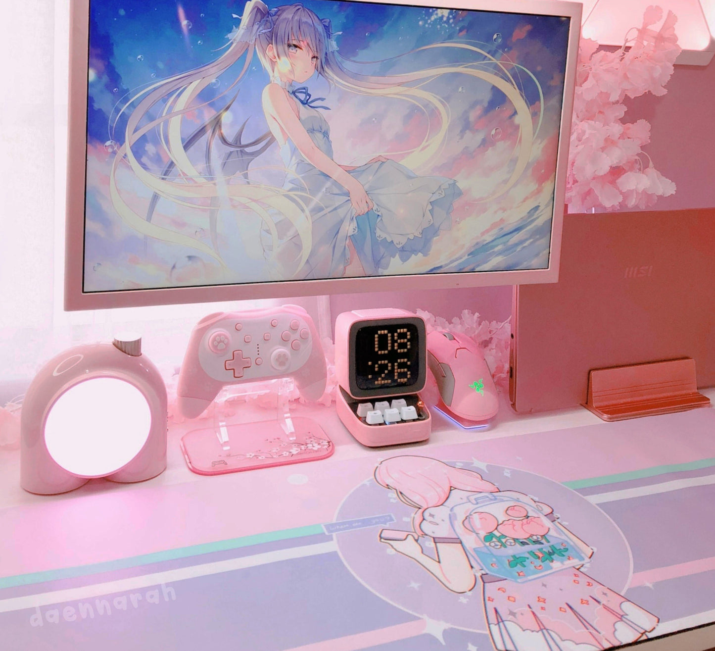 Cute and colorful desk mat perfect for kawaii-themed workspaces or gaming setups