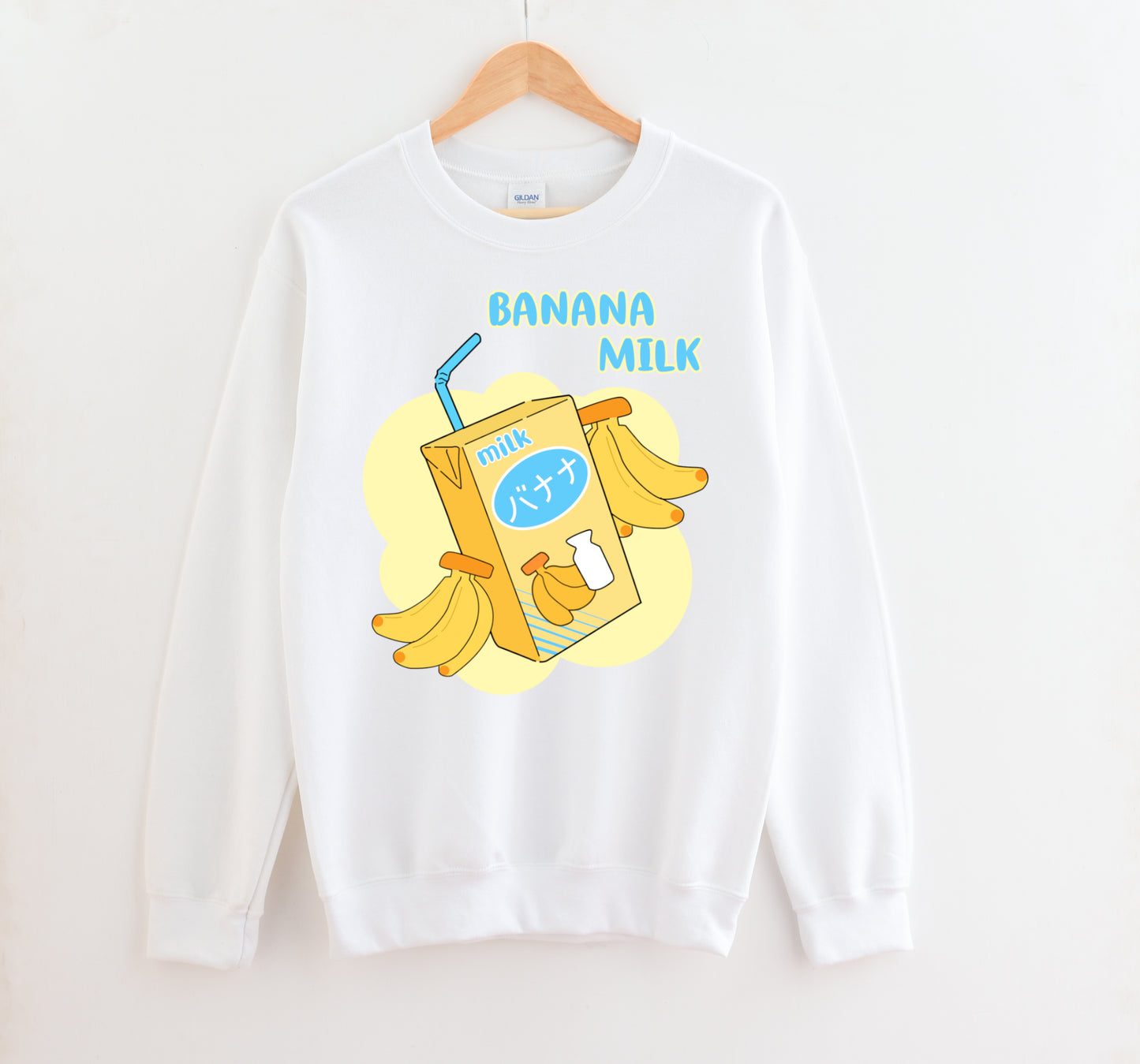 White kawaii sweatshirt displayed on clean white background