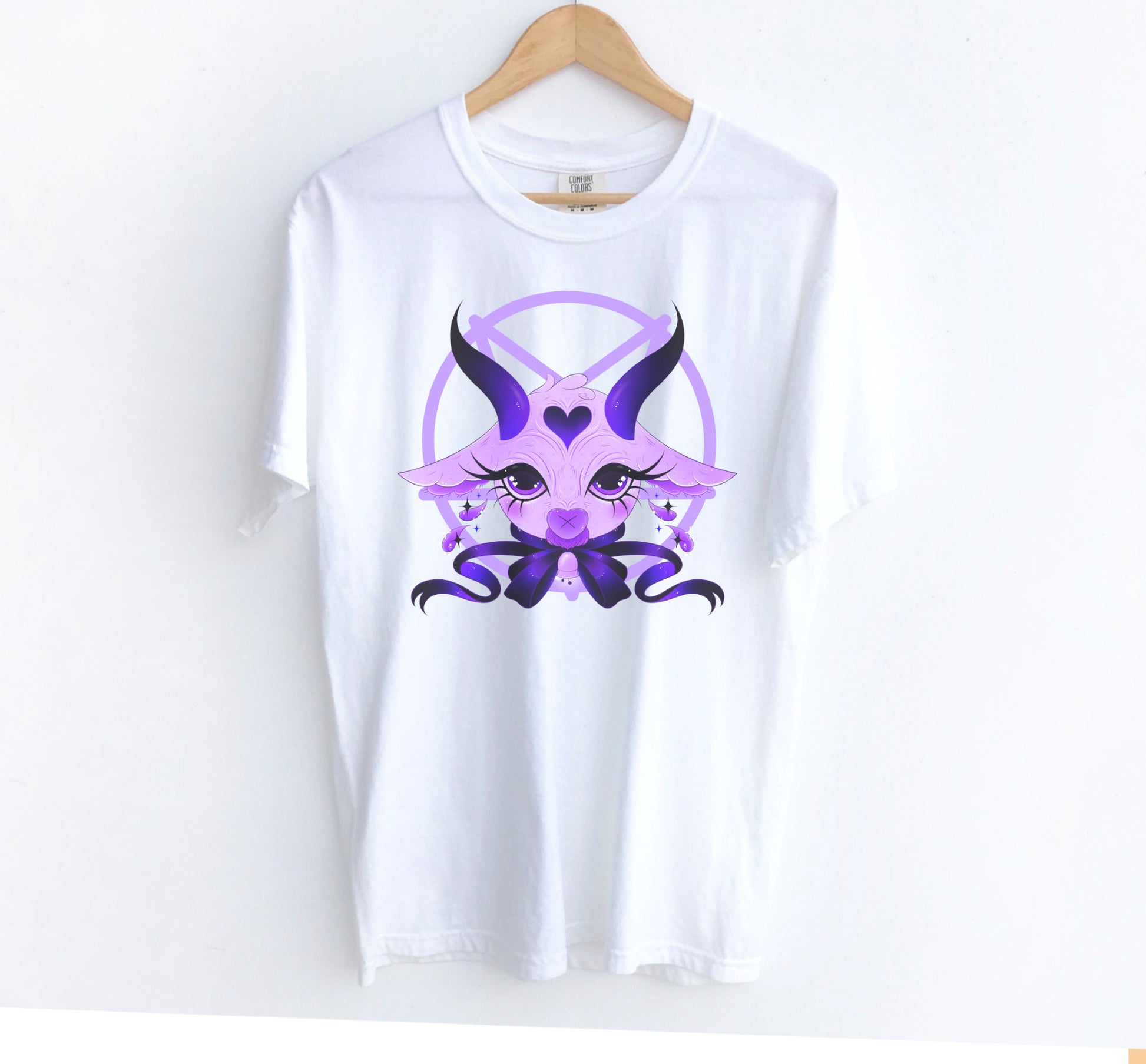 white pastel goth t-shirt displayed on clean white background