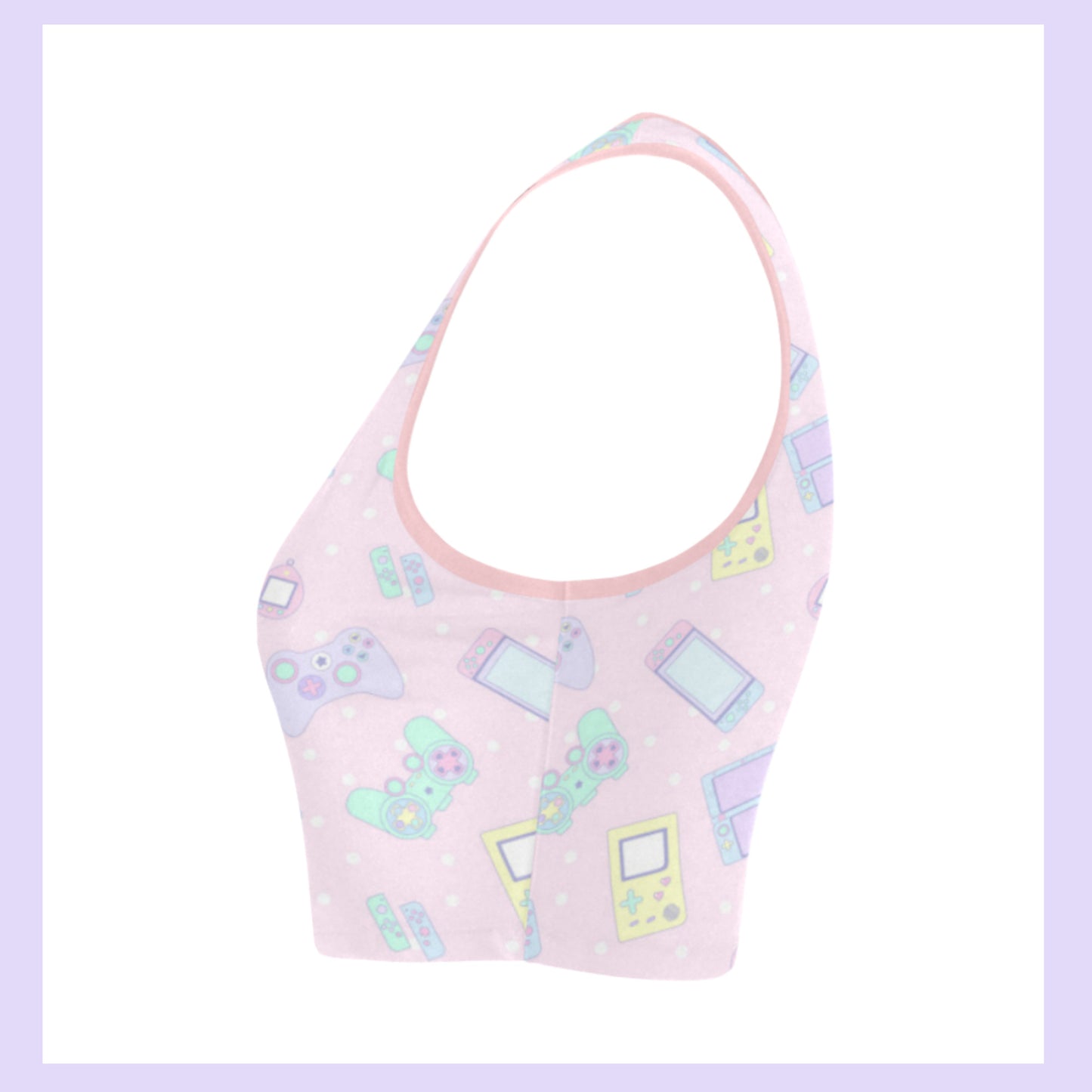 Pink pastel kawaii crop top displayed on clean white background