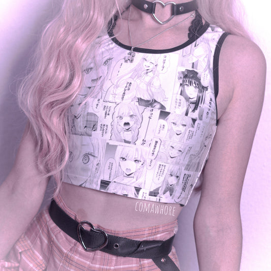 model wearing a Anime Manga Harajuku Kawaii clothing crop top